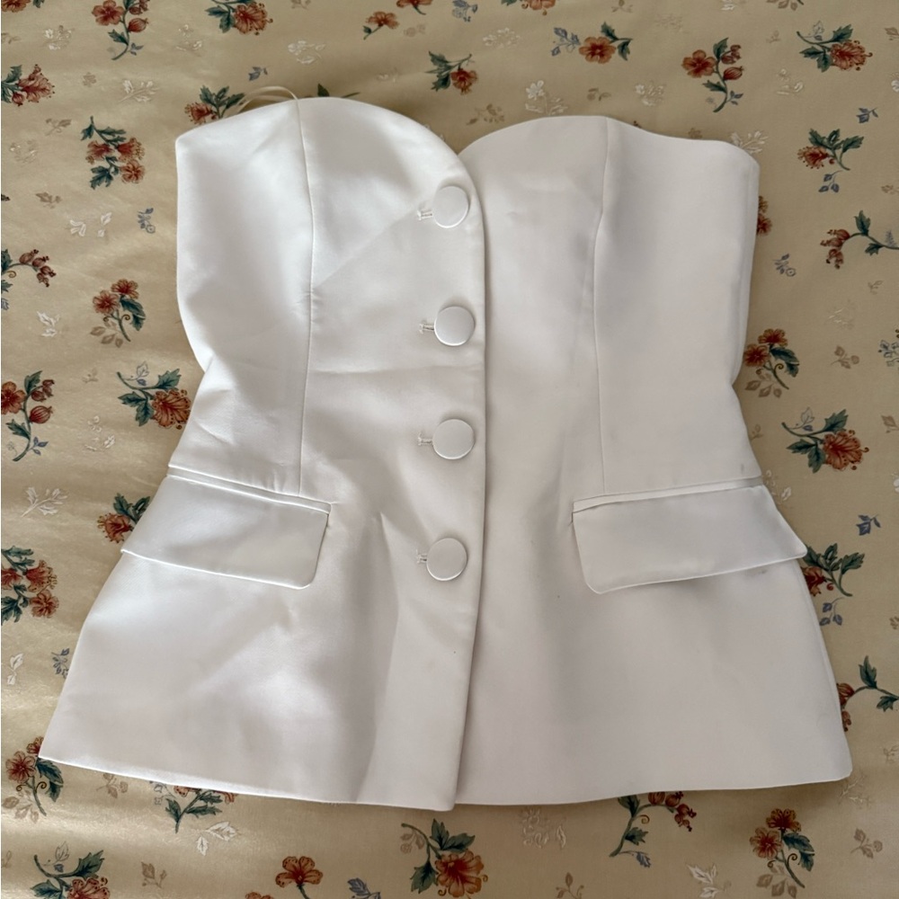 Zara strapless suit top white